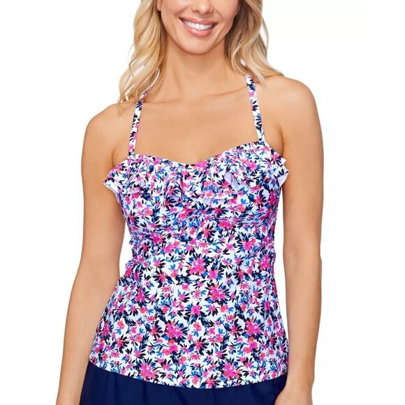 Island Escape Womens Size 6 Floral Print Tahiti Bandeau Tankini Swim Top 2009 - Picture 1 of 7